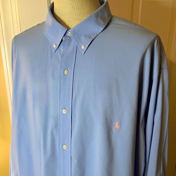 Lot of 2 Men's Ralph Lauren Blue & Stripe Performance Button Down Shirts Sz 4XLT - Picture 5 of 5